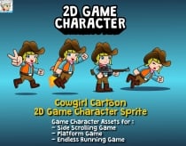 Cowgirl Cartoon 2D Game Character Sprite Screenshot 1