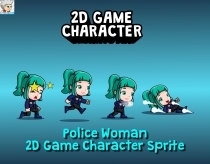 Police Woman 2D Game Character Sprite Screenshot 1