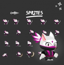 Ninja Cats 2D Game Character Set Screenshot 3