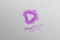 Abstract Music Logo with Note and Play Concept Screenshot 3