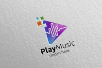 Abstract Music Logo with Note and Play Concept Screenshot 2