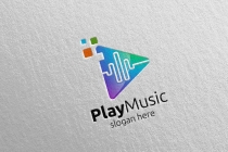 Abstract Music Logo with Note and Play Concept Screenshot 4