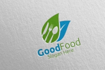 Healthy Food Logo Template for Restaurant or Cafe Screenshot 1