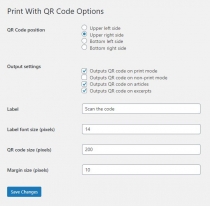 Print With QR Code Link WordPress Plugin Screenshot 1