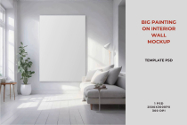 Big Painting on Interior Wall Mockup PSD  Screenshot 4