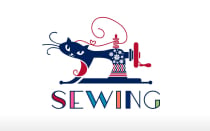 Creative Cat Crafting Sewing Machine Logo Design Screenshot 1